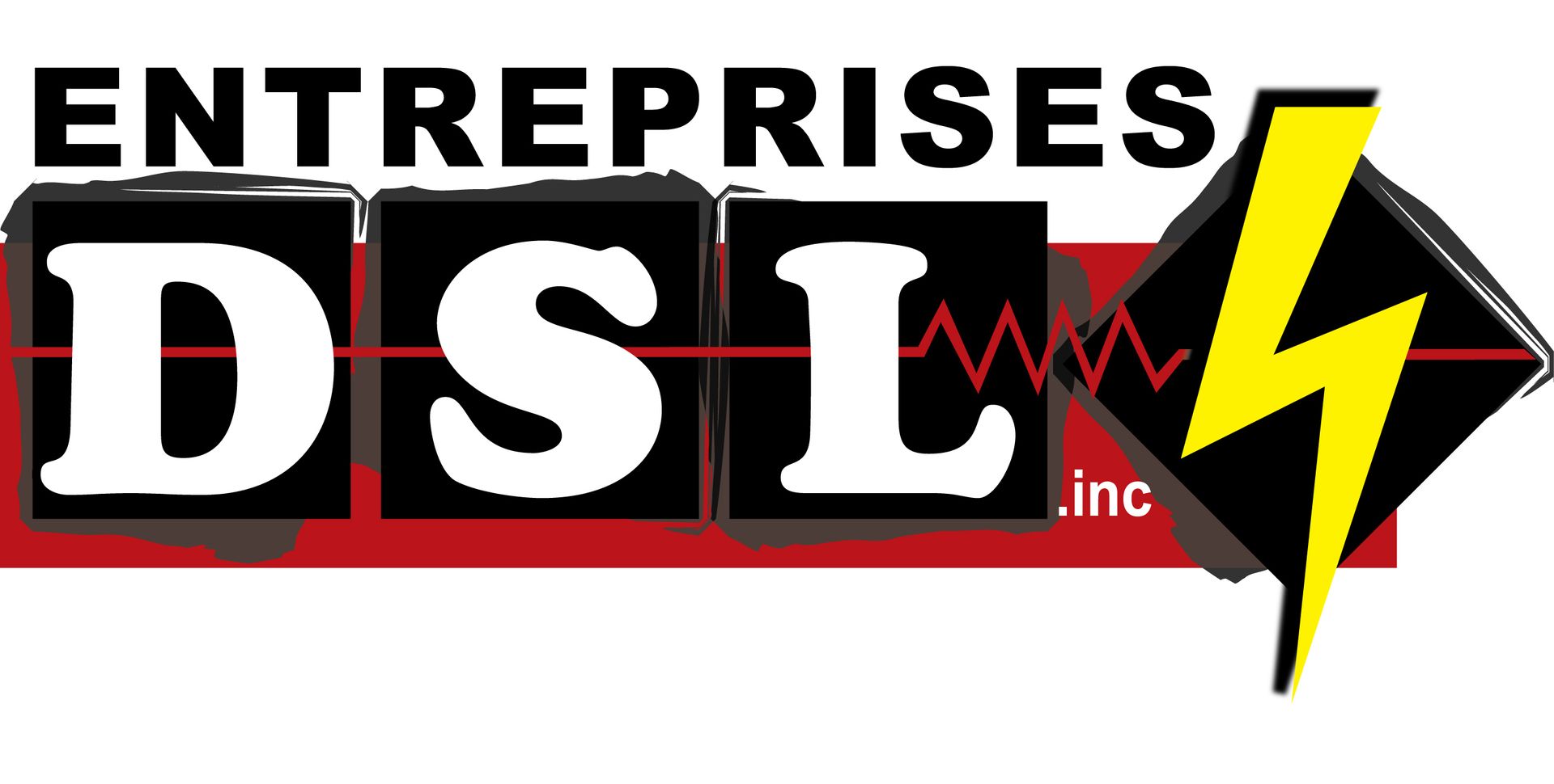 Le logo des entreprises dsl inc. comporte un éclair.