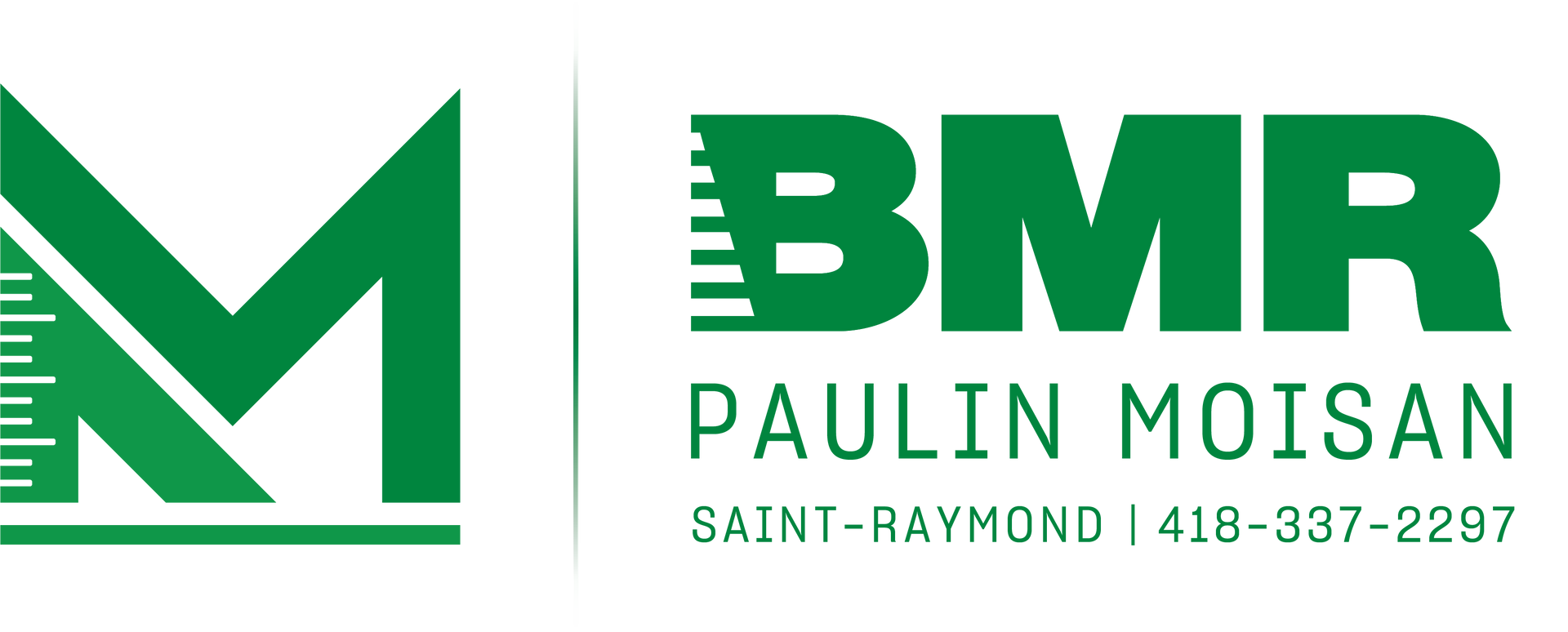 Le logo de bmr paulin moisan est vert et blanc