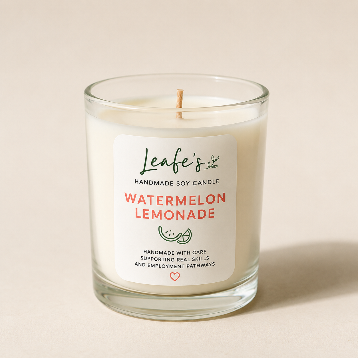 Leafe’s Handmade Soy Candle – Watermelon Lemonade