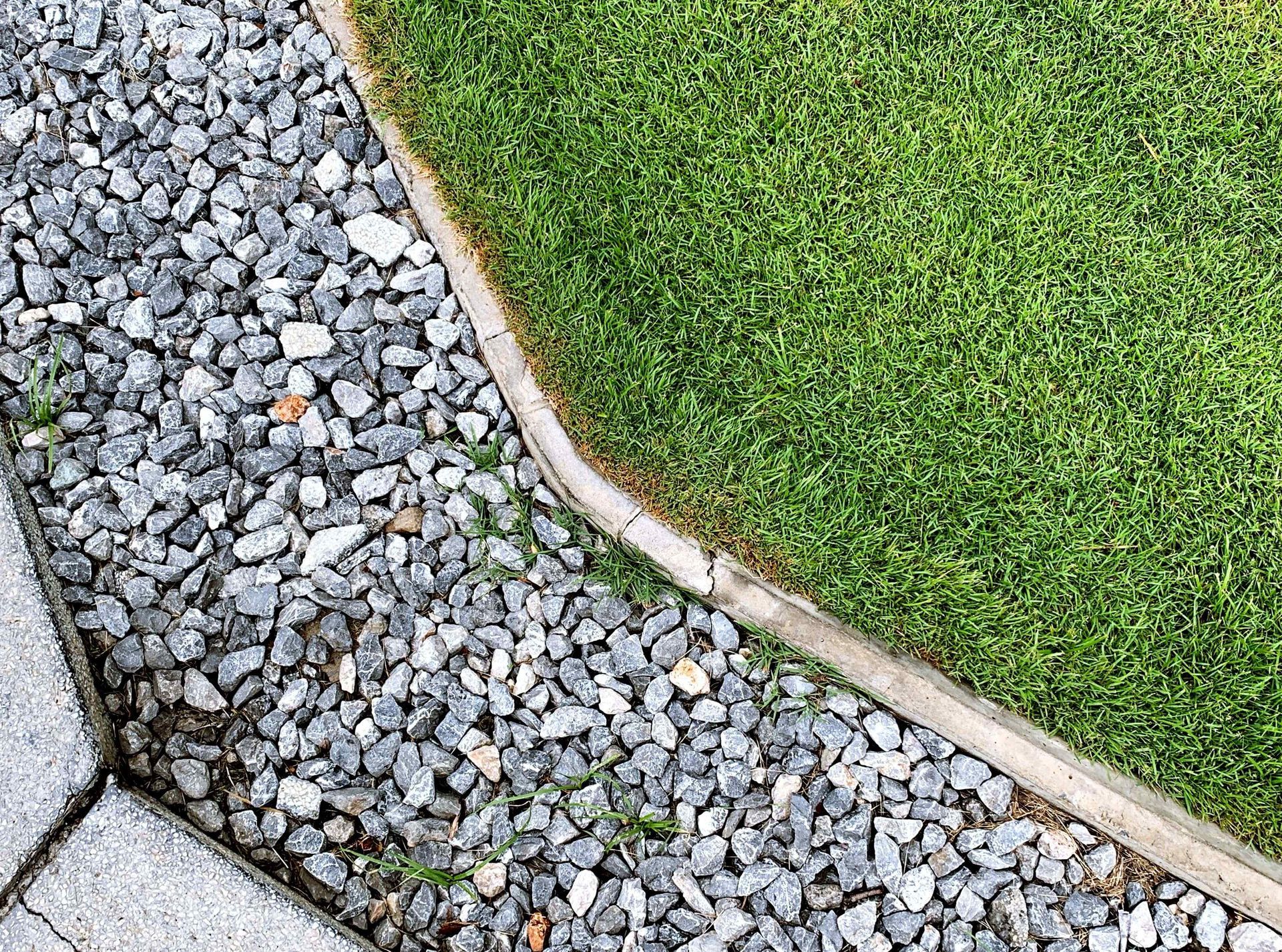 Perfect turf yard with rock area accent piece