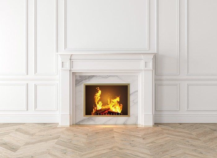 Empty Living Room With Fireplace