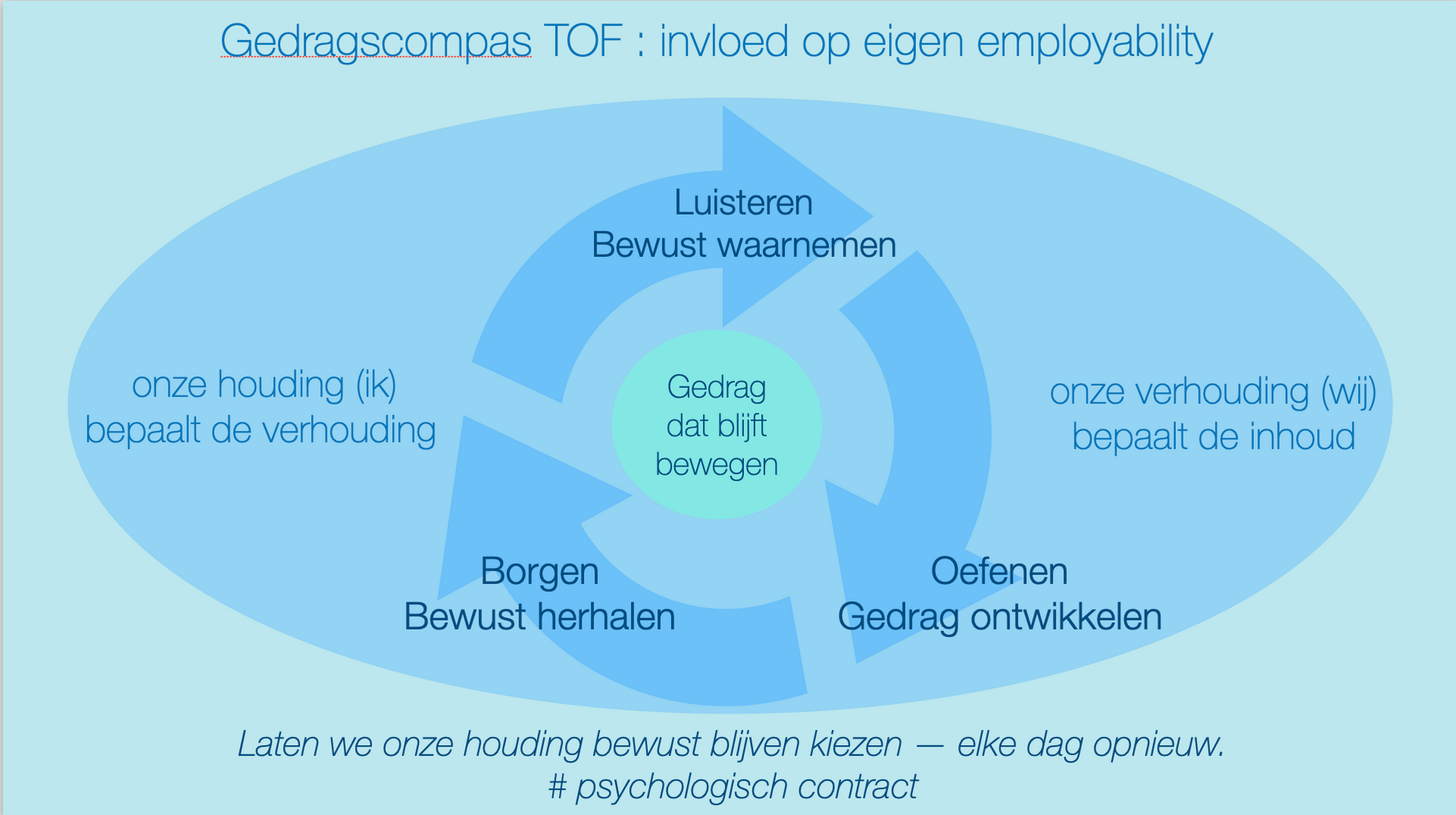 Diagram van het circulaire proces: Identificeren, Ontwikkelen, Ontwerpen, Implementeren, Evalueren en Verbeteren, met de nadruk op de duurzaamheid van de organisatie of het programma.