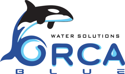 Orca Water Solutions logo with a black-and-white orca above blue wave-shaped lettering