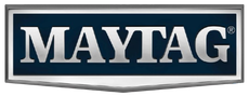 Maytag logo in white text on a blue rectangular background