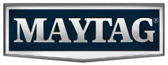 Maytag logo in white text on a blue rectangular background
