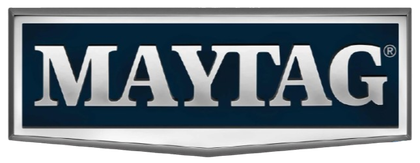 Maytag logo in white text on a blue rectangular background