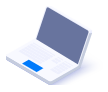 An isometric illustration of a laptop computer with a blue screen.