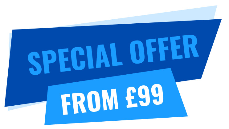 A blue banner that says special offer from £ 99