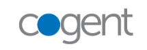 Cogent logo with a blue circle replacing the