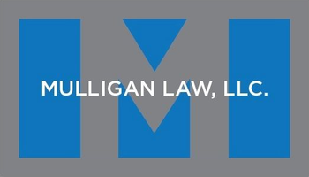 Blue logo with “MULLIGAN LAW, LLC.” text and a stylized M on a gray background
