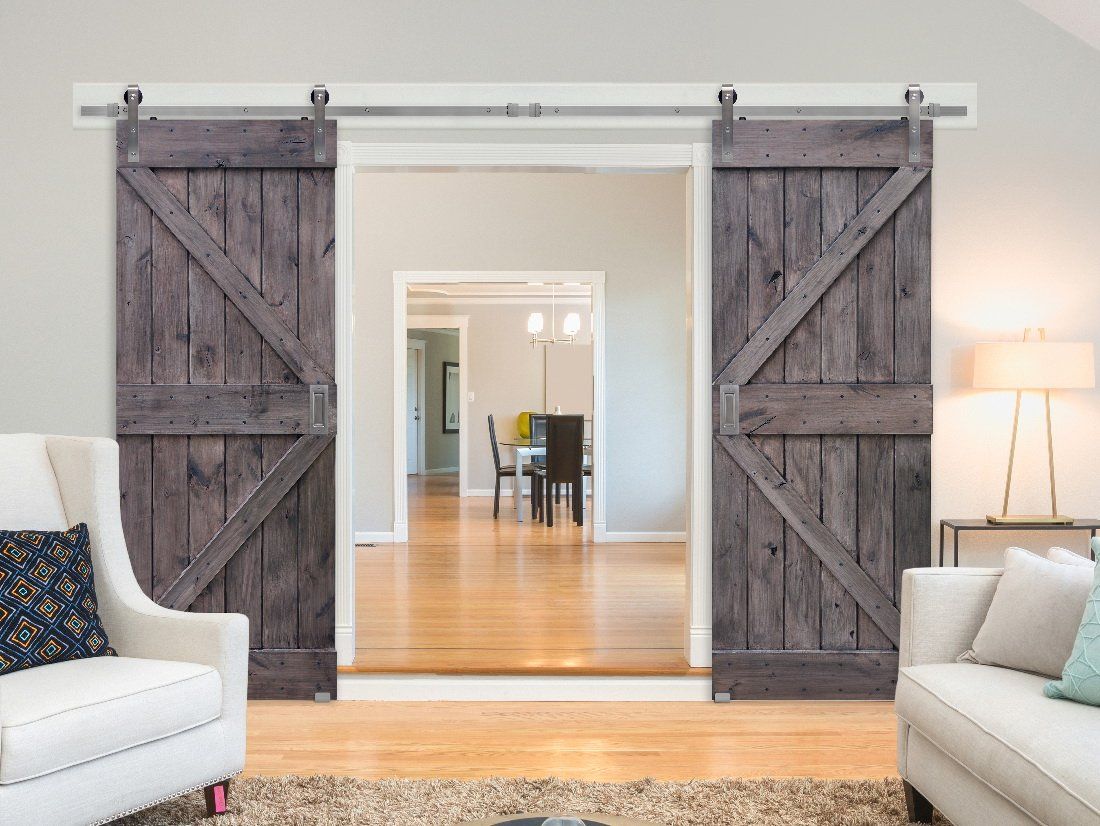 Barn Doors in Home Featuring Silver Doors Handles