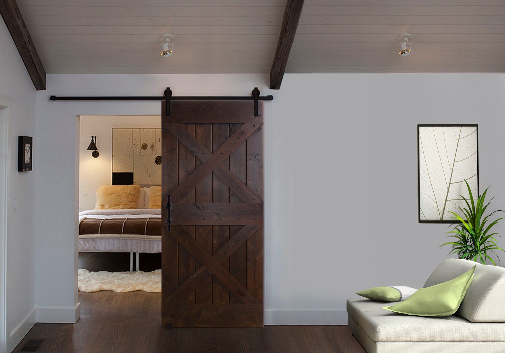 Interior Wood Barn Door in Living Space
