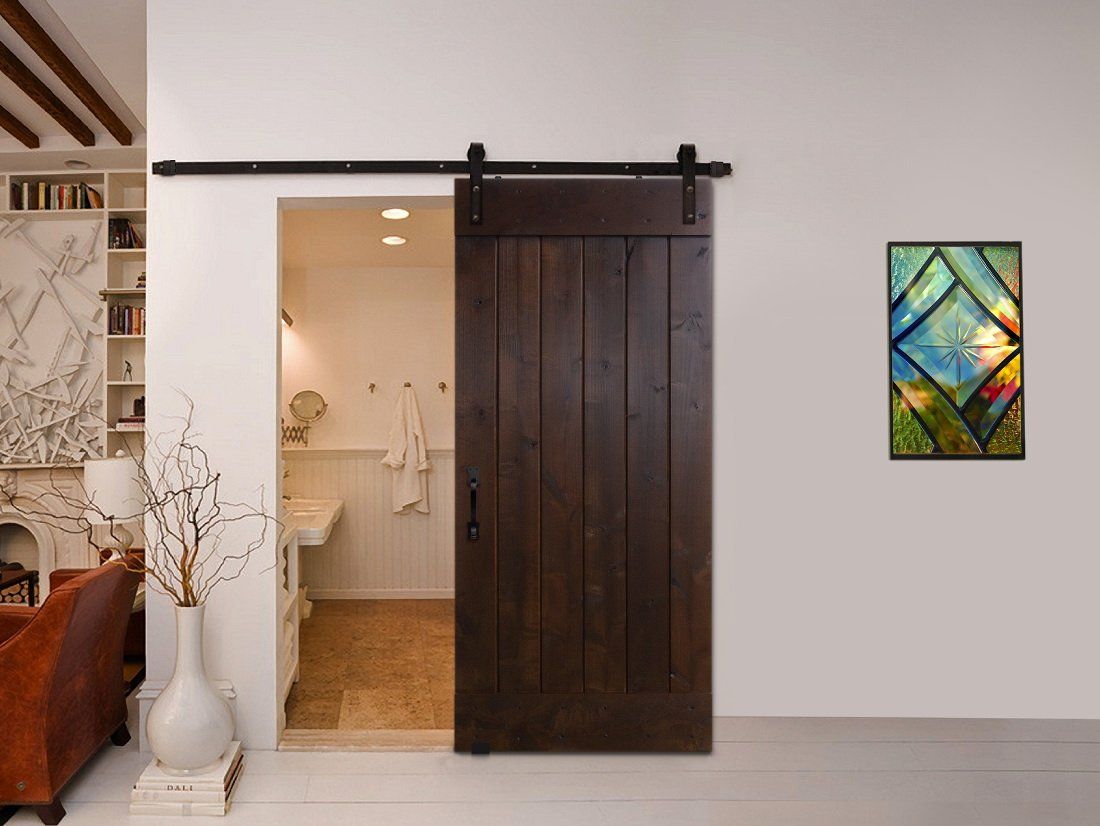 Dark Wood Interior Barn Door in Home