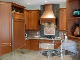 Kitchen with wood cabinets