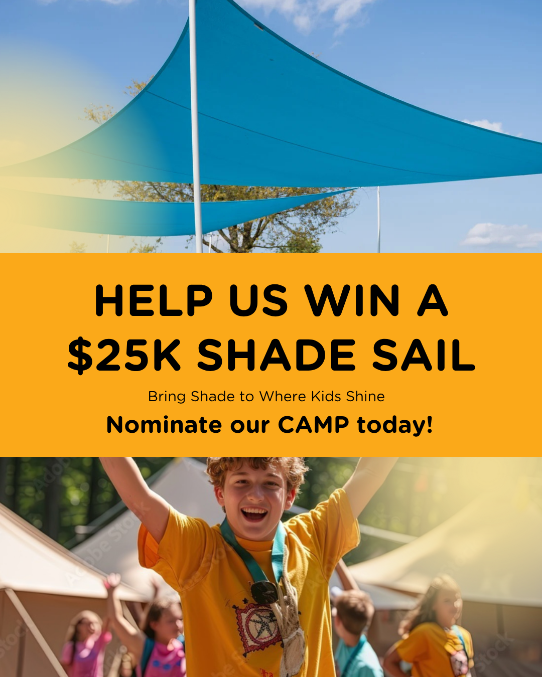 social media image you can download to share to help you win a shade sail