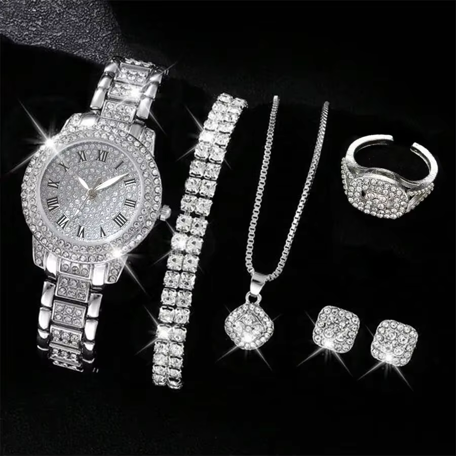 6-piece women’s luxury jewelry and watch set.