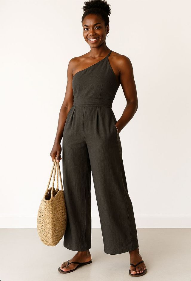 Grey Chic One-Shoulder Jumpsuit Grey Chic One-Shoulder Jumpsuit