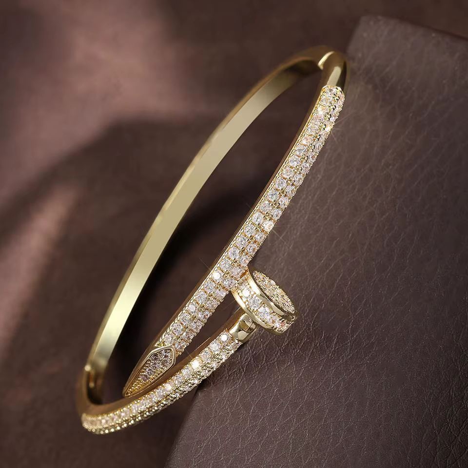 Zircon Nail Open Bracelet