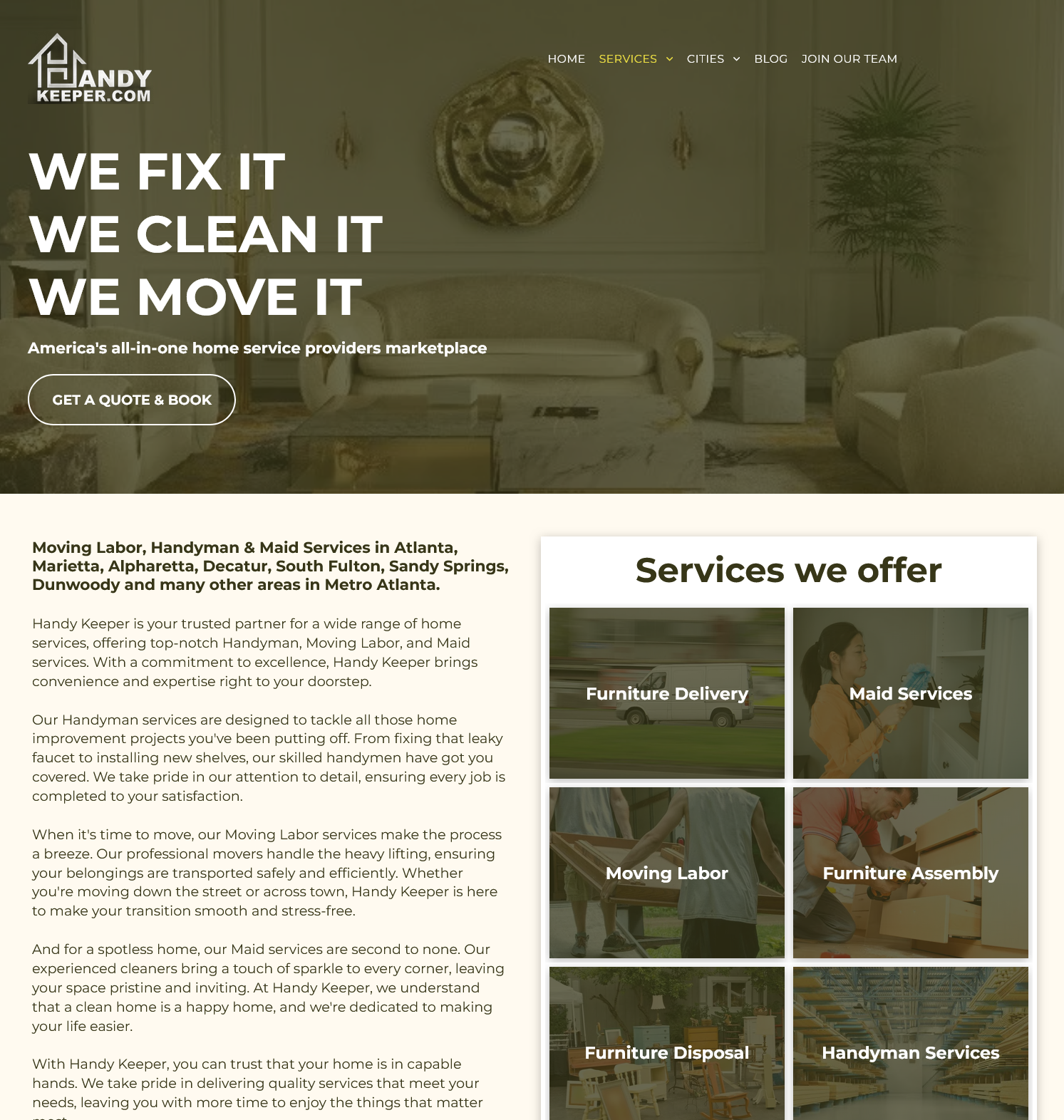 A flyer that says we fix it we clean it we move it