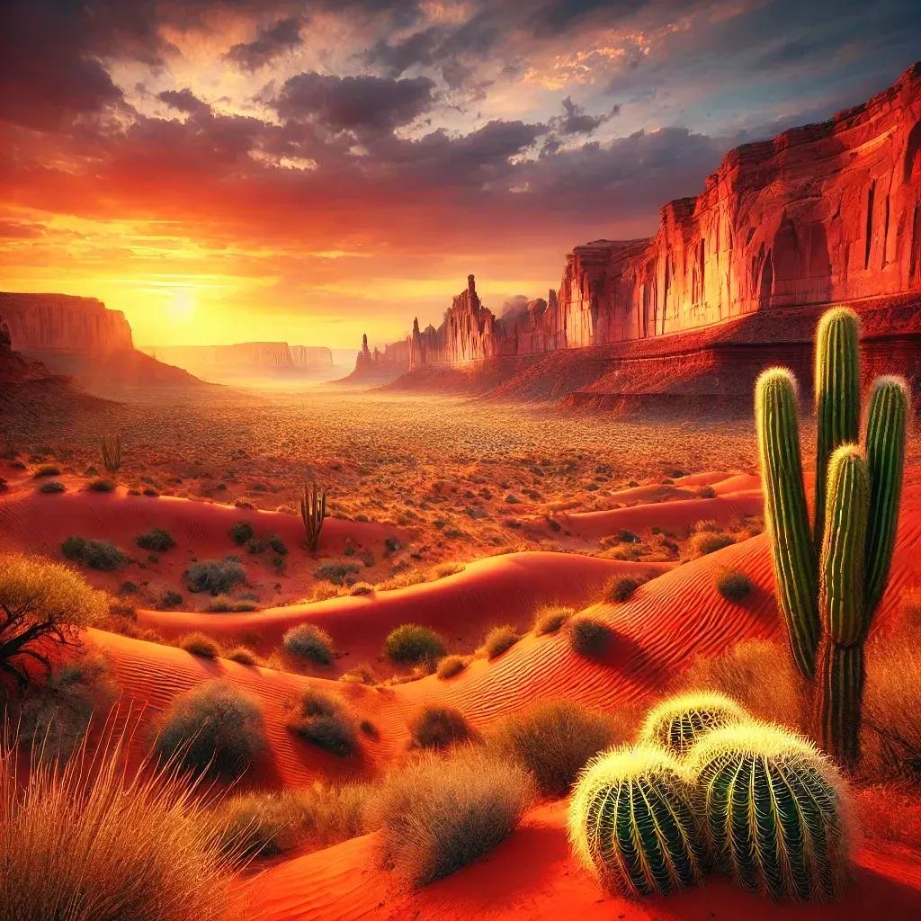 A row of saguaro cactus in the desert with a mountain in the background