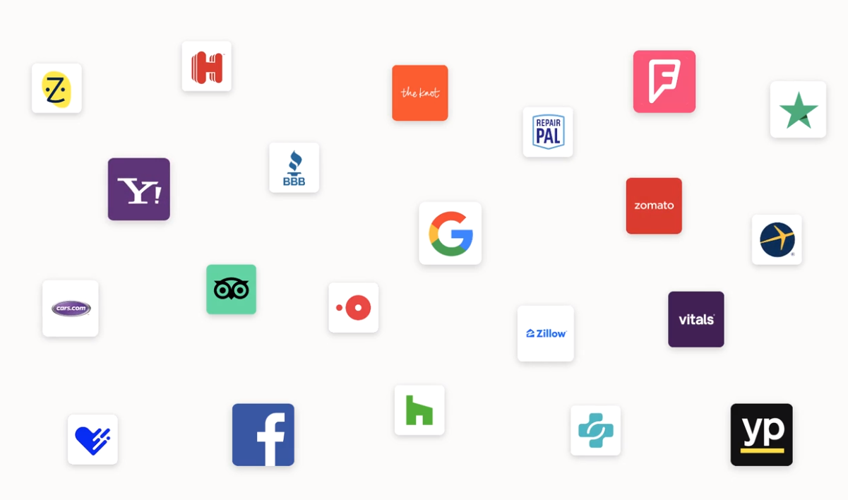 A bunch of social media icons on a white background.