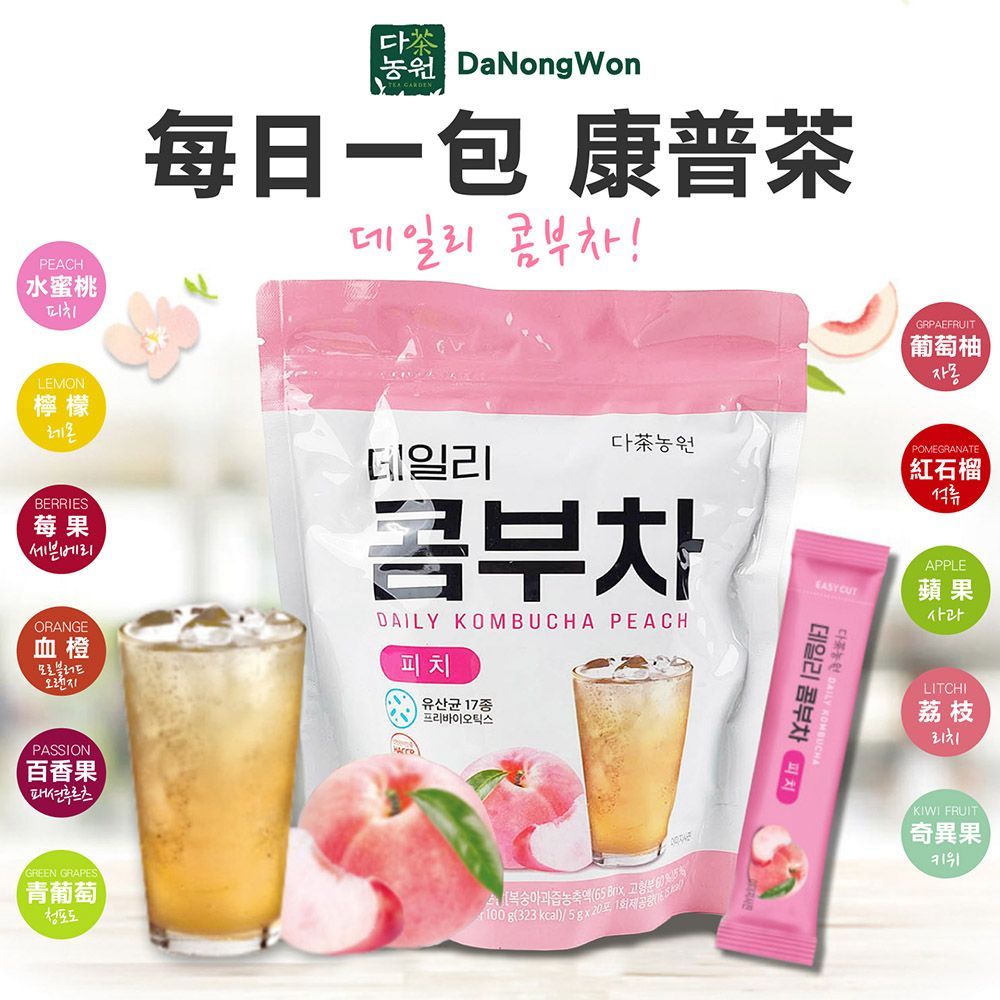 買5送1可混搭【韓國 Danongwon 康普茶/隨手瓶】 乳酸菌康普茶 水蜜桃 檸檬 莓果 乳酸菌【DR119】