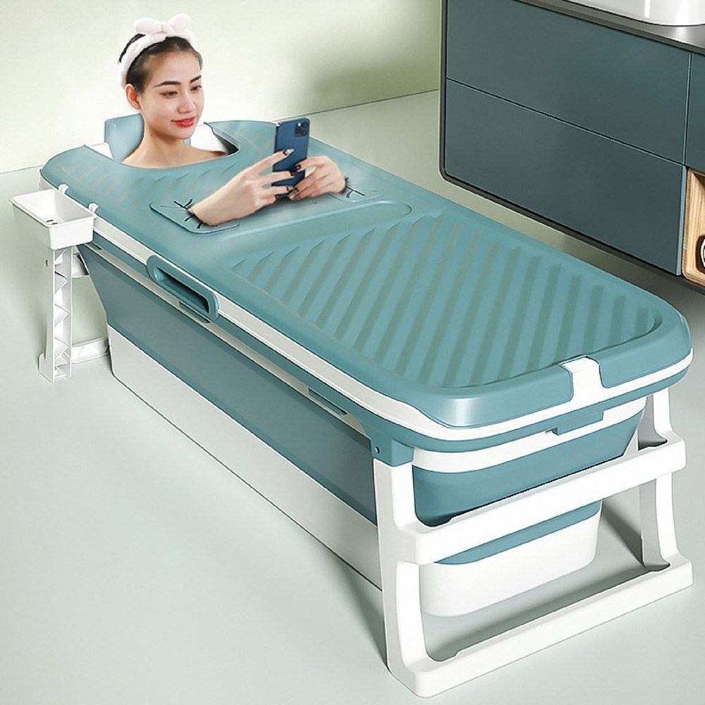 (大款-天空藍 (商品過大無法加購其他商品)夏日親子戲水的最佳選擇！【摺疊浴缸】折疊泡澡桶  折疊浴缸 折疊澡盆 收納浴缸 洗澡盆 泡澡桶 沐浴桶 家用SPA桶【DO548】