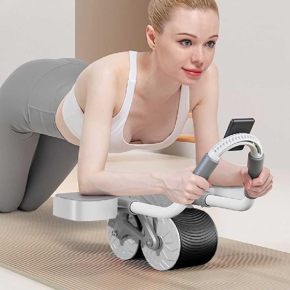 送【計時器+手機支架+跪墊_二合一智能健腹輪】智能炫腹輪 健腹輪 計時肘撐健腹輪 二合一平板支撐 健身滾輪 靜音滾輪 健身器材【DO431】