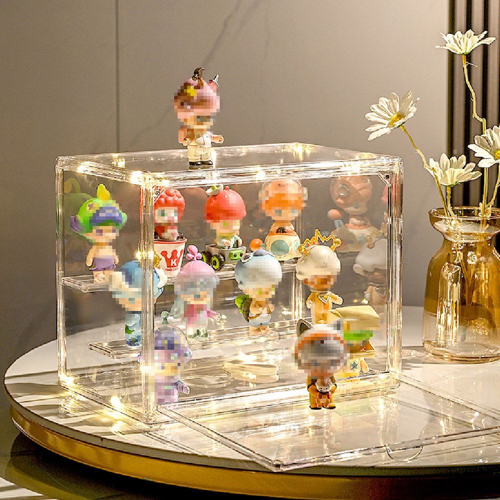 (透明(超取最多12個)多層疊加！【磁吸式收納展示盒】公仔盒 展示盒 扭蛋展示盒 盲盒展示盒 公仔收納盒 鞋盒 壓克力展示盒 盲盒收納 泡泡馬特【DO590】