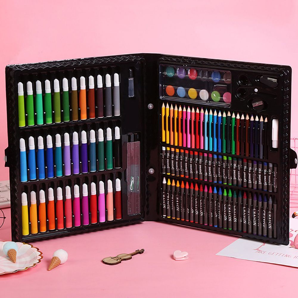 【  150件繪畫套組  】【兒童豪華繪畫套組(150件)】彩色筆 彩虹筆 蠟筆 粉蠟筆 色鉛筆 水彩 麥克筆 繪畫筆 文具【DO430】