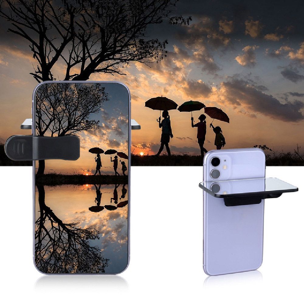 (【5件套-白】鏡+夾子+收納+布+遙控器)網美都用這個拍照！【倒影拍攝夾】天空之境 拍照道具 攝影道具 倒影神器 手機鏡頭 倒影鏡子 手機倒影 手機倒影拍攝夾【DO368】