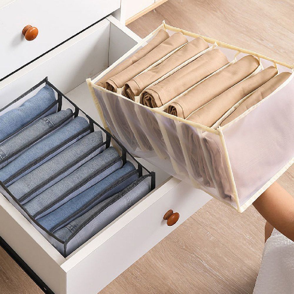 (【7格】內搭褲)【衣櫃分格收納袋】衣服收納 衣物收納 分隔收納 衣櫃收納 衣櫥收納 內衣收納 內褲收納 襪子收納 尼龍網紗【DO149】