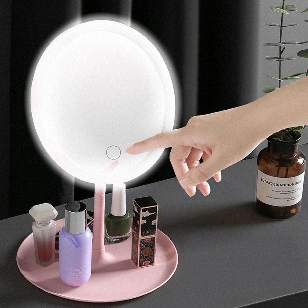 (珍珠白(贈輕奢氣質戒指x2))亮亮化妝 讓妝更精緻！【LED三色化妝鏡】化妝鏡 觸控鏡 LED化妝鏡 梳妝鏡 化妝鏡子 補光化妝鏡 帶燈化妝鏡【DO463】