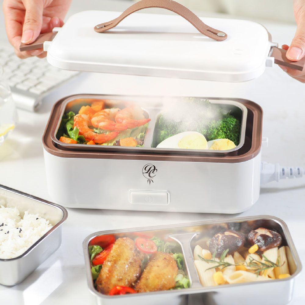 (【二層款】綠色)保固一年【304不鏽鋼 日式電熱飯盒】蒸飯盒 電熱飯盒 便當盒 保溫盒 加熱飯盒 餐盒 電熱便當盒 蒸飯便當盒 飯盒【DR226】