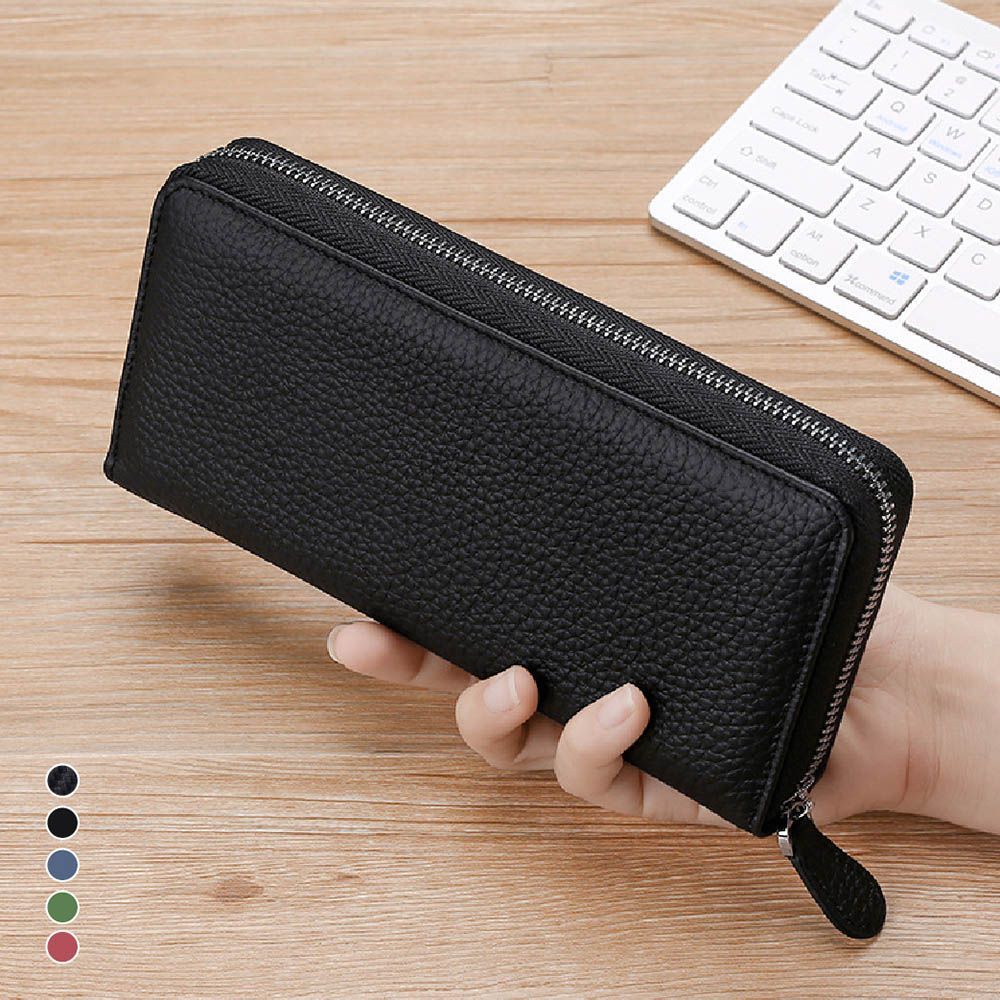 (貴族黑-安心防盜刷 (贈輕奢戒指x2))防盜專用【防盜長夾】長夾 女生長夾 韓國長夾 長夾女生 多卡位長夾 皮夾女長夾 大容量皮夾 真皮 韓版錢包【DO066】