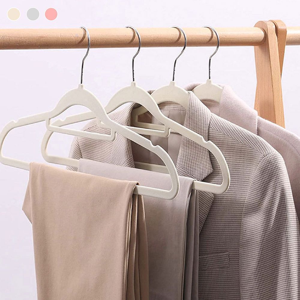 【高級衣物專用】米蘭植絨防滑衣架20入 台灣現貨 吊衣架 無痕衣架 防滑衣架 衣櫃 衣架 植絨衣架 防滑無痕衣架【DO407】