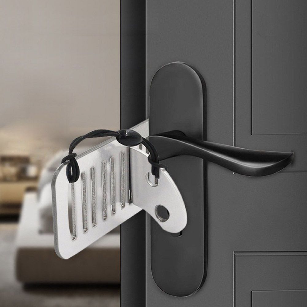 【升級款阻門器】房門防盜鎖 旅行門鎖 阻門器 防盜鎖 門把鎖 安全門扣鎖 防盜門扣 房門鎖 租屋安全門鎖【DO345】