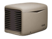 Beige Kohler home generator with dark vent on the left side.