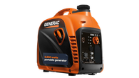 Orange and black Generac 2,200-watt portable generator with handle and control panel.