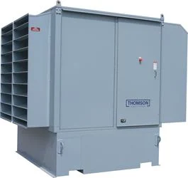 Gray Thomson industrial air handler unit with louvered sides and control panel.