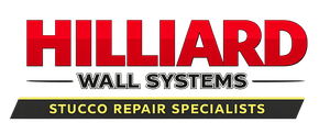 Hilliard Wall Systems logo with red text and slogan “Stucco Repair Specialists”