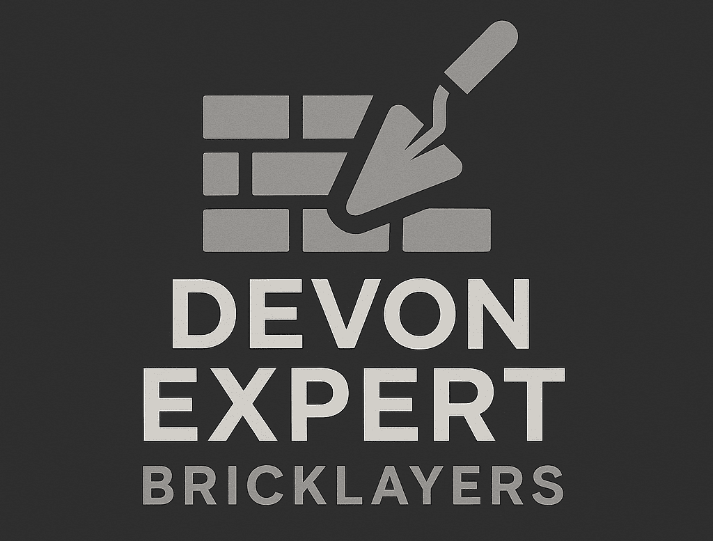A black and white logo for devon expert bricklayers