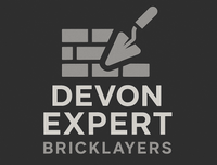 A black and white logo for devon expert bricklayers