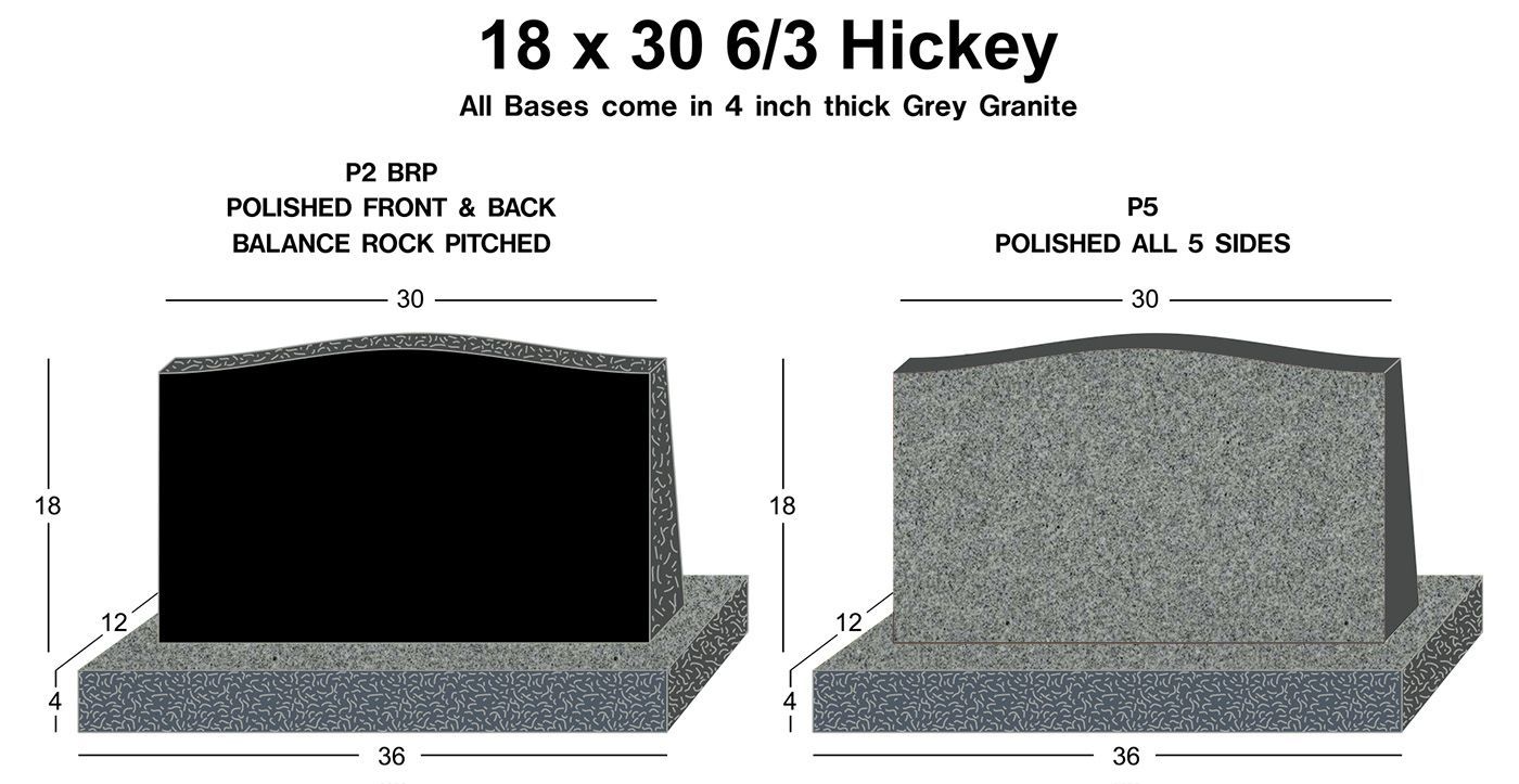 a drawing of a gravestone with the words 18 x 30 6 / 3 hickey on it