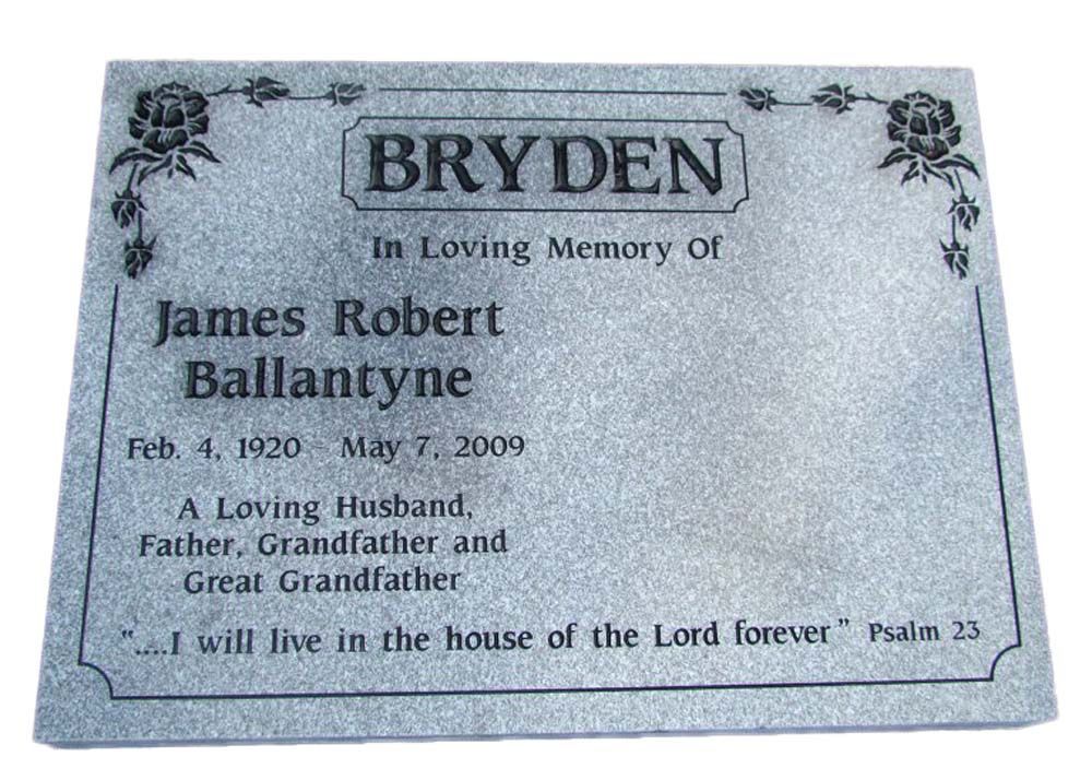 A gravestone for james robert ballantyne who died in 2009