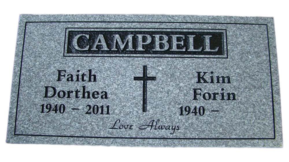A gravestone for campbell faith dorthea and kim forin