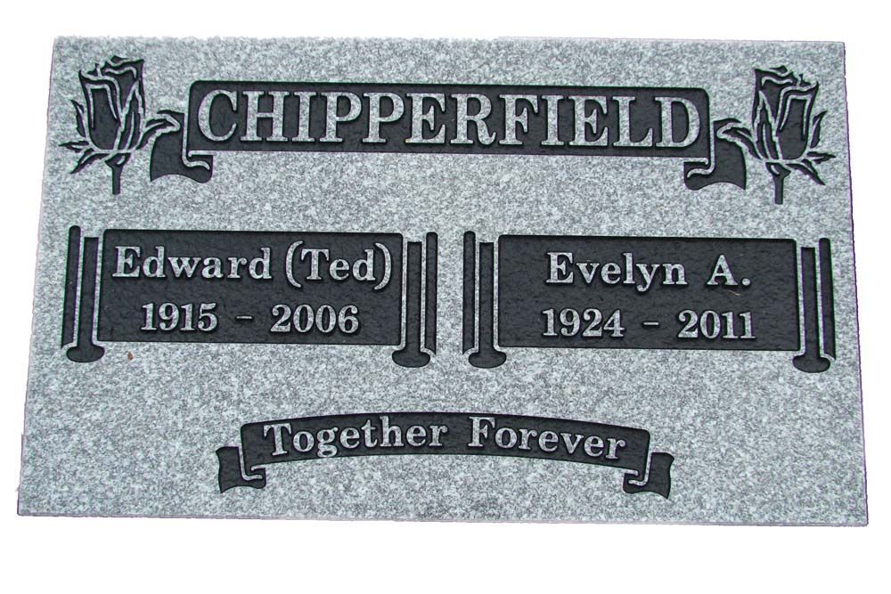 A gravestone for edward ted and evelyn a. together forever