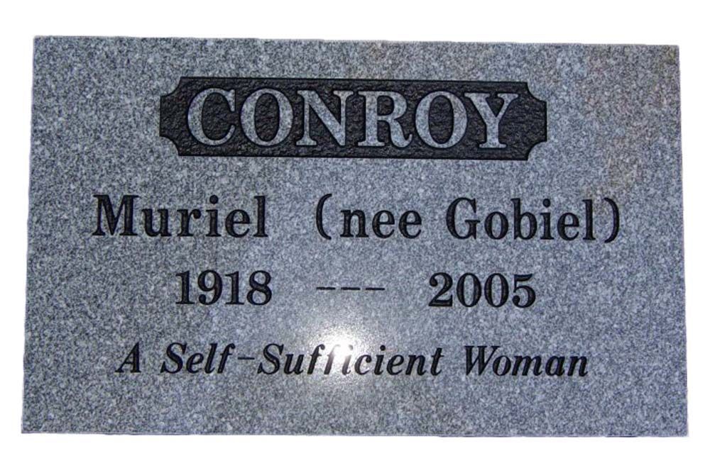 A gravestone for conroy muriel nee gobiel 1918 2005