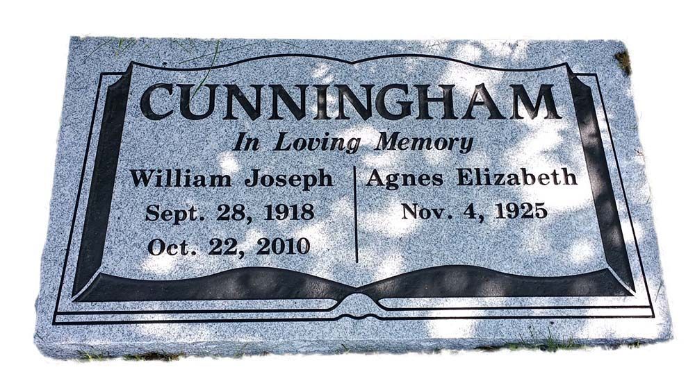 A gravestone for cunningham in loving memory of william joseph and agnes elizabeth