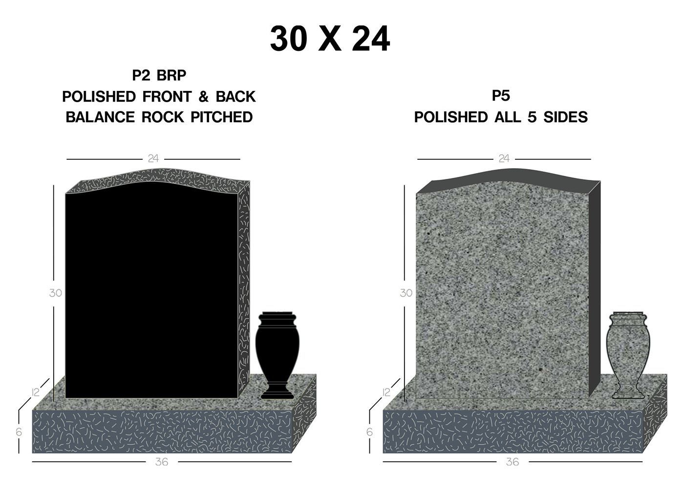 a black and gray gravestone with a vase on it